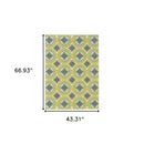 4' x 6' Green and Ivory Floral Stain Resistant Indoor Outdoor Area Rug