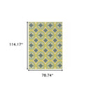 7' x 10' Green and Ivory Floral Stain Resistant Indoor Outdoor Area Rug