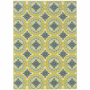 8' x 11' Green and Ivory Floral Stain Resistant Indoor Outdoor Area Rug