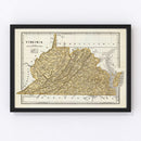 Vintage Map of Virginia 1842