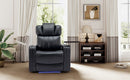 Blue PU Leather Power Recliner Theater Chair with Cooling Cup Holder, Bluetooth Speaker, LED Lights, USB Ports