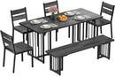 63 Inch Dark Grey Rectangular Dining Table Set Farmhouse