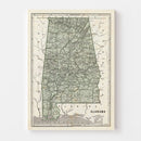Vintage Map of Alabama 1842