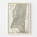 Vintage Map of Mississippi 1842