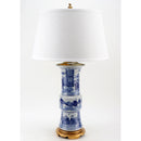 Lovecup Blue and White Classic Vase Lamp with Brass Base L768
