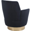 Velvet Swivel Barrel Chair, Swivel Accent Chairs Armchair for Living Room, Reading Chairs for Bedroom Comfy, Round Barrel Chairs with Gold Stainless Steel Base (Black)