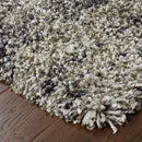2' X 3' Charcoal Silver And Grey Abstract Shag Power Loom Stain Resistant Area Rug