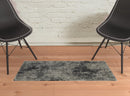 2' X 3' Charcoal Silver And Grey Abstract Shag Power Loom Stain Resistant Area Rug
