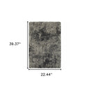 2' X 3' Charcoal Silver And Grey Abstract Shag Power Loom Stain Resistant Area Rug