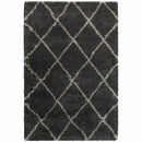 2' X 3' Charcoal And Grey Geometric Shag Power Loom Stain Resistant Area Rug