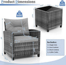 3 Piece Patio Furniture Set Outdoor PE Rattan Conversation Set With Washable Cushions And Tempered Glass Table Grey