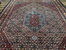 Indo Persian Bidjar Rug 9x12 Wool Handmade Carpet Dark Blue