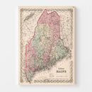 Vintage Map of Maine 1861