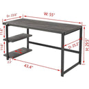 Grey Wood Rustic Industrial Computer Desk With Two Shelves