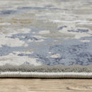 2' X 8' Grey Blue Ivory Navy Beige And Brown Abstract Power Loom Stain Resistant Runner Rug