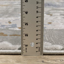 2' X 8' Grey Blue Navy Ivory And Brown Abstract Power Loom Stain Resistant Runner Rug