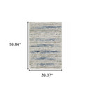 3' X 5' Blue Ivory Grey Light Blue And Brown Abstract Power Loom Stain Resistant Area Rug