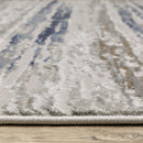3' X 5' Blue Ivory Grey Light Blue And Brown Abstract Power Loom Stain Resistant Area Rug