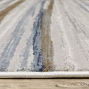 3' X 5' Grey Blue Ivory Brown Beige And Navy Abstract Power Loom Stain Resistant Area Rug