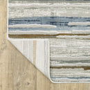 3' X 5' Grey Blue Ivory Brown Beige And Navy Abstract Power Loom Stain Resistant Area Rug