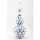 Lovecup Geo Diamond Blue and White Gourd Vase Table Lamp L894