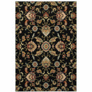 2' X 4' Green and Black Floral Power Loom Area Rug
