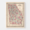 Vintage Map of Georgia 1861