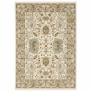 2' X 3' Gray And Ivory Oriental Power Loom Area Rug With Fringe