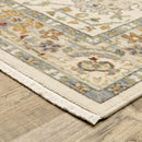2' X 3' Gray And Ivory Oriental Power Loom Area Rug With Fringe