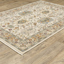 2' X 3' Gray And Ivory Oriental Power Loom Area Rug With Fringe