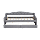 Elegant Upholstered Twin XL Daybed with LED Belt, 2 Drawers, Gray Linen Finish