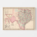 Vintage Map of Texas 1861