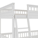 Full XL over Queen Bunk Bed with Ladder and Guardrails, White