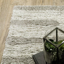 2' X 8' Ivory And Grey Geometric Shag Power Loom Stain Resistant Runner Rug