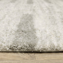 2' X 8' Ivory And Grey Geometric Shag Power Loom Stain Resistant Runner Rug