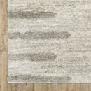 2' X 8' Ivory And Grey Geometric Shag Power Loom Stain Resistant Runner Rug
