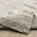 2' X 8' Ivory And Grey Geometric Shag Power Loom Stain Resistant Runner Rug