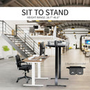 60 Inch Electric Height Adjustable Desk Dark Walnut Top Black Frame