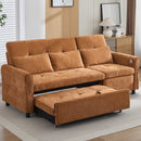 2-in-1 Sofa 82' Three-seater Sofa with Sofa Bed and Reversible Recliner, Orange Chenille