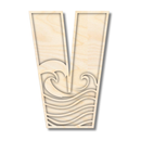 Unfinished Wood Layered Themed Letters | Wave | A-Z | 2 Piece | up to 24"