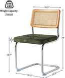 Green Rattan Dining Chairs FourPiece ChromeFinish Set