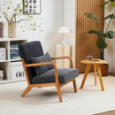 Mid-Century Modern Accent Chair, Arm Chair Living Room Chairs with Pillow Upholstered Reading Chair with Solid Wood Frame &  Living Room Bedroom Balcony (Antique Dark Grey)
