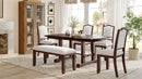6-Piece Extendable Dining Table Set, 60–78 in. Wood Table with Removable Leaf, 4 Upholstered Chairs and Bench, Cherry Finish