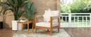 Acacia Wood Outdoor Club Chair with Handwoven Rope Accents & Curved Backrest - Water-Resistant Boho Patio Lounge Chair with Removable Cushions for Porch, Garden