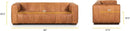 Canale 86 Inch Sofa Full Grain Italian Leather Cognac Tan
