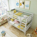 White Twin Over Twin Bunk Bed With Integrated Ladder