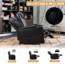 Power Recliner Chair Set Of 3 Black Leather With USB Ports