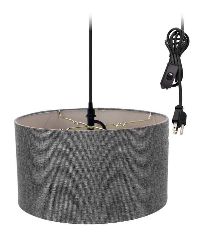 1-Light Plug In Swag Pendant Ceiling Light Granite Grey Shade