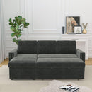 85 Inches Sofa Bed, 3 Seater Sleeper Sofa with Storage Chaise, Square Handrail With Pull and Copper nail,Chenille-Dark Grey, Pull Out Couch for Living Room