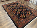 Wonderful Persian Rug 7x10, Navy Blue and Red, Allover Floral Pattern, Bidjar Carpet, Authentic Oriental Rug 7 x 10, Wool Hand Knotted Rug